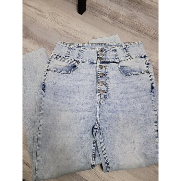Vigoss Rebel Skinny High Rise Light Wash Jeans Raw Hem Retro Size 30 NWT - Picture 1 of 9
